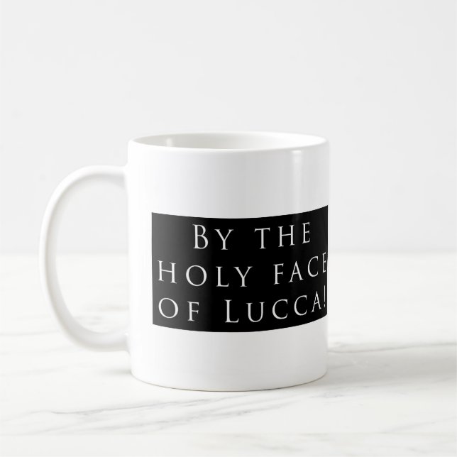 Heiliges Gesicht von Lucca! Schlichtes Schwarzes Kaffeetasse (Links)