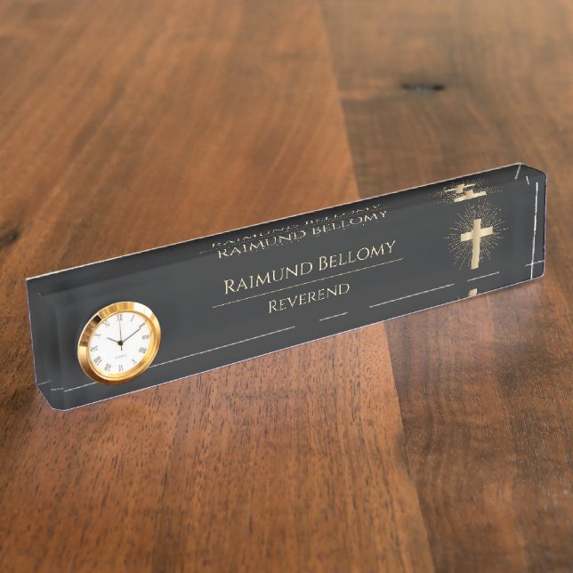 Heiliges Gold Cross Namensplakette (Seite)