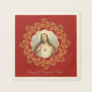 Heiliges Herz der Jesus-Golddekorativen Grenze Serviette