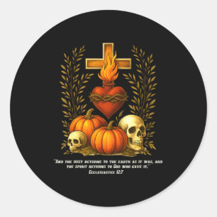 Heiliges Herz Halloween Jesus Schädel Kürbisse Chr Runder Aufkleber