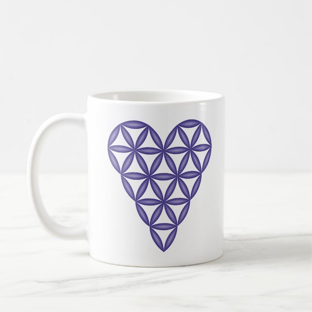 Heiliges Herz - Herz des Lebens, 3D/Blau. Kaffeetasse (Links)