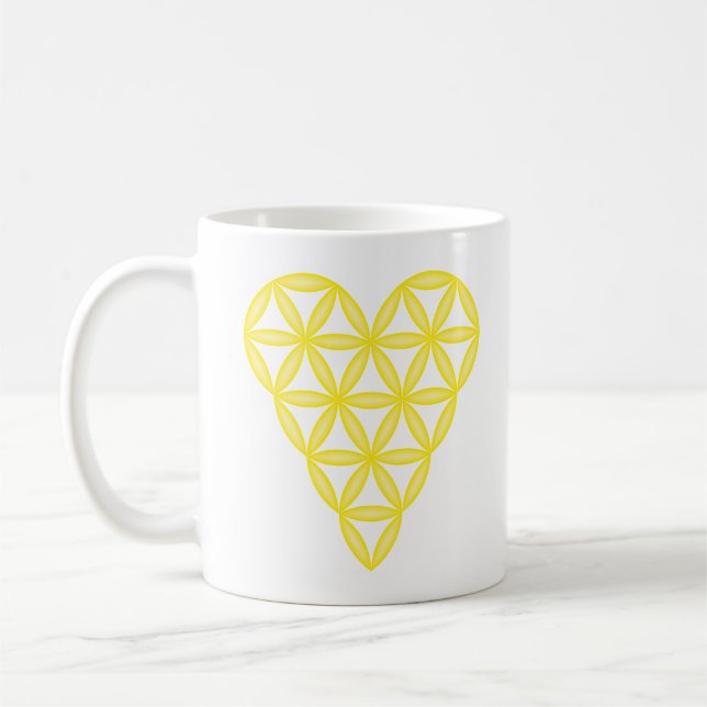 Heiliges Herz - Herz des Lebens, 3D/Gelb. Kaffeetasse (Links)