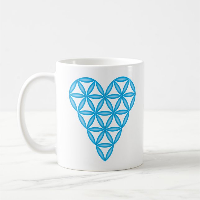 Heiliges Herz - Herz des Lebens, 3D/SkyBlue. Kaffeetasse (Links)