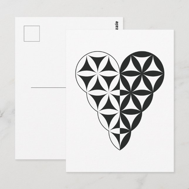 Heiliges Herz - Herz des Lebens, Dualwh/Bl. Postkarte (Vorne/Hinten)