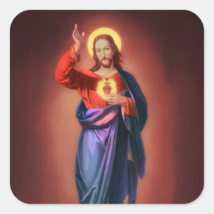 Heiliges Herz Jesu Christi Quadratischer Aufkleber