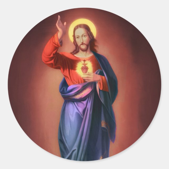Heiliges Herz Jesu Christi Runder Aufkleber (Vorderseite)