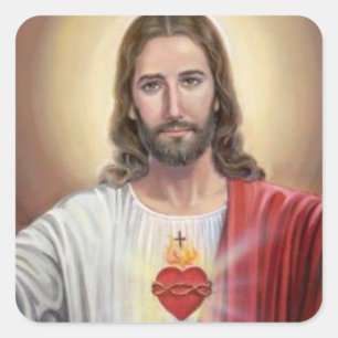 Heiliges Herz Jesu Christi Umschlag Stationär Quadratischer Aufkleber