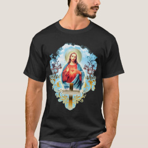 Heiliges Herz Jesu Christi Vintagen Kreuz Catholi T-Shirt