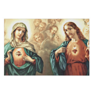 Heiliges Herz Jesu Immakuläres Herz von Maria Künstlicher Leinwanddruck