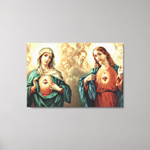 Heiliges Herz Jesu Immakuläres Herz von Maria Leinwanddruck