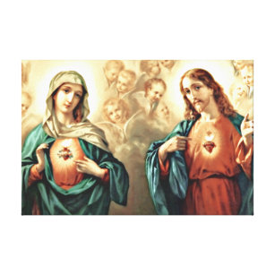 Heiliges Herz Jesu Immakuläres Herz von Maria Leinwanddruck