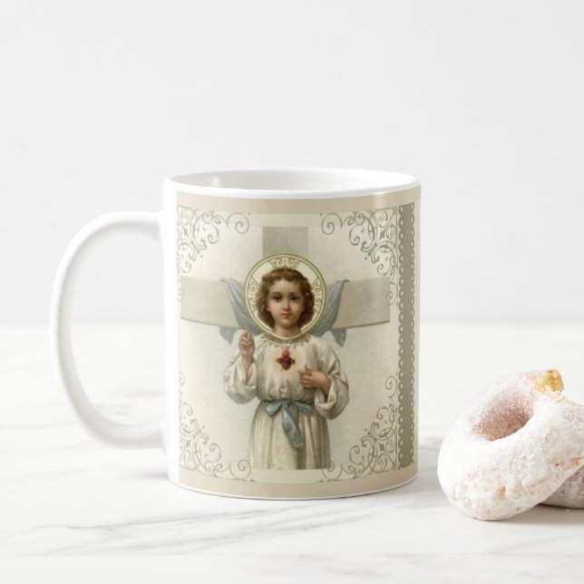 Heiliges Herz Jesu mit Kreuz Tasse (Mit Donut)