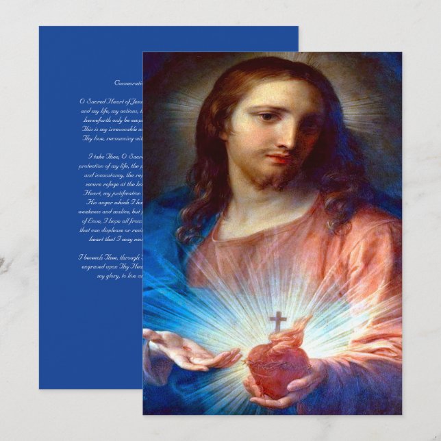 Heiliges Herz Jesu mit Schändchengebet Feiertagskarte (Vorne/Hinten)
