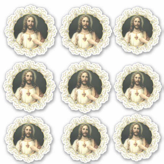 Heiliges Herz Jesu Religiöser Vinyl Aufkleber (Vorderseite)