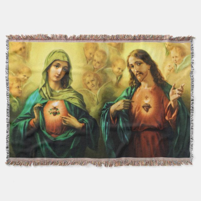 Heiliges Herz Jesu & Unbefleckte Maria Blanket Decke (Vorderseite)
