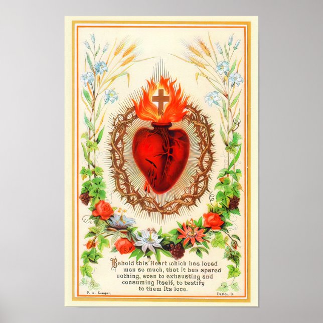 Heiliges Herz Jesu Vintag B-092621 Poster (Vorne)