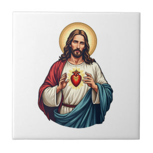 Heiliges Herz Jesu Vintage-Engraving-T-Shirt 2 Fliese