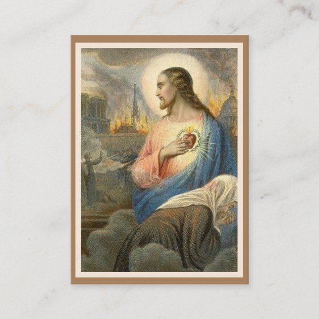 Heiliges Herz Jesu Vintage Heilige Karte Notre Dam (Vorderseite)