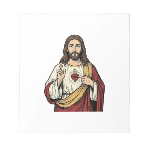 Heiliges Herz Jesu Vintage-Stich Vektor Kunst_1 Notizblock