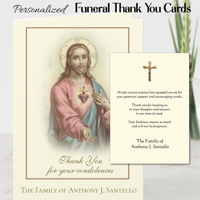 Heiliges Herz Jesus katholisches Beileid Vielen Da Dankeskarte (Personalized Catholic Sacred Heart of Jesus Funeral Memorial Thank You Cards)
