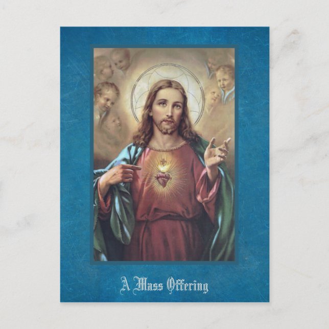 Heiliges Herz Jesus religiöse Masse bieten Postkarte (Vorderseite)
