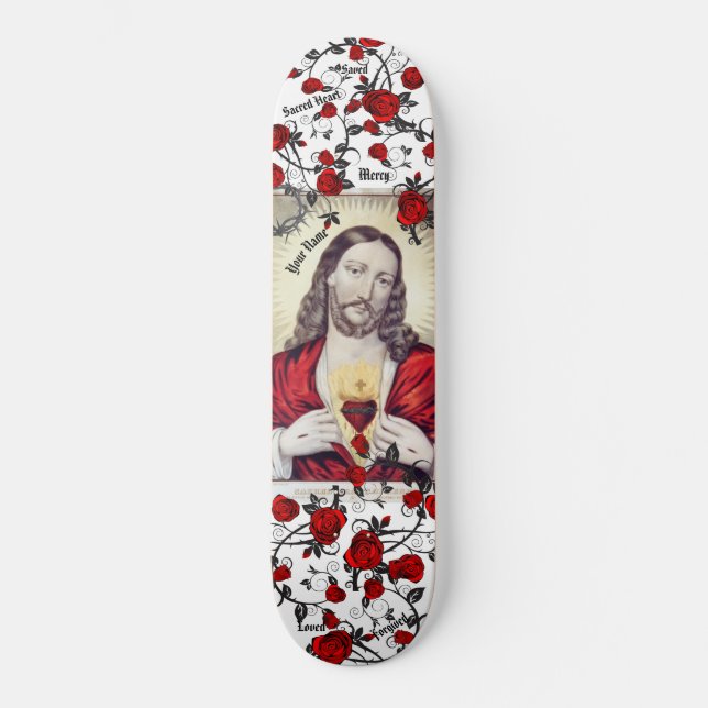 Heiliges Herz Jesus Skateboard DEINEN NAMEN (Vorderseite)