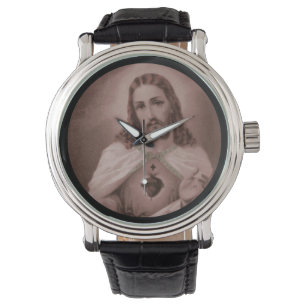 Heiliges Herz mit Kreuz Armbanduhr