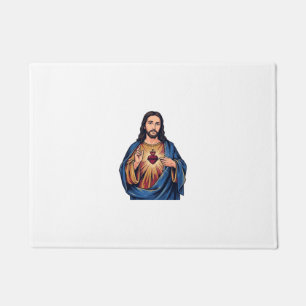Heiliges Herz Vintage Gravur Religiöser Vektor De Fußmatte