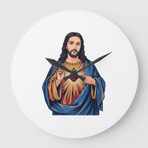 Heiliges Herz Vintage Gravur Religiöser Vektor De Große Wanduhr