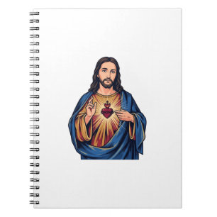 Heiliges Herz Vintage Gravur Religiöser Vektor De Notizblock