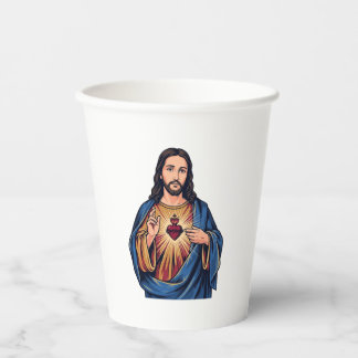 Heiliges Herz Vintage Gravur Religiöser Vektor De Pappbecher