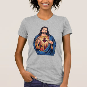 Heiliges Herz Vintage Gravur Religiöser Vektor De T-Shirt