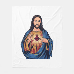 Heiliges Herz Vintage-Stich religiöser Vektor De Fleecedecke