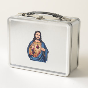 Heiliges Herz Vintage-Stich religiöser Vektor De Metall Brotdose