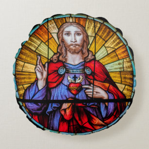 Heiliges Herz von Jesus 2 Sided Sofa - Bettwäsche Rundes Kissen