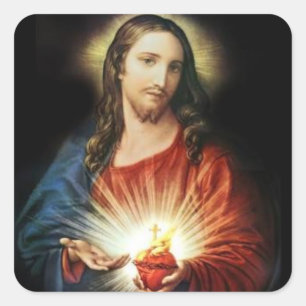Heiliges Herz von Jesus-Aufklebern Quadratischer Aufkleber