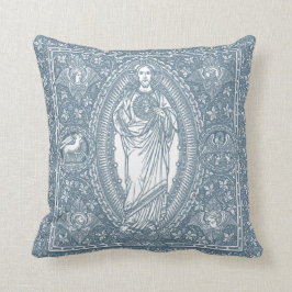 Heiliges Herz von Jesus Blue White Elegant Kissen