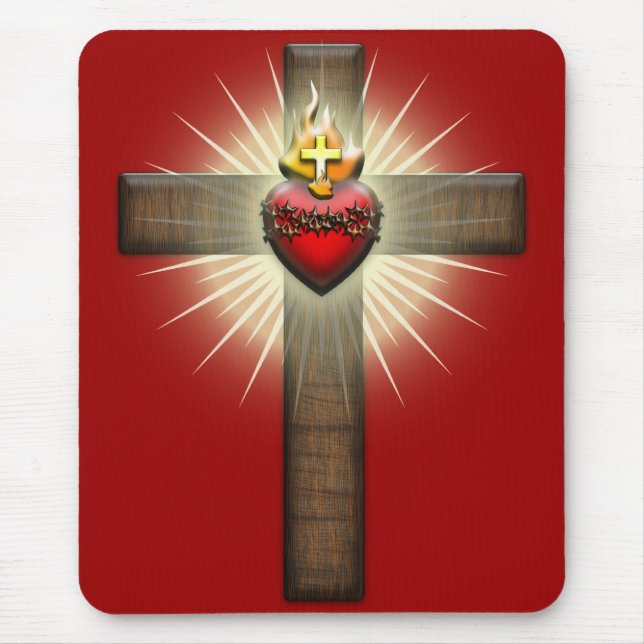 Heiliges Herz von Jesus-Kreuz Mousepad (Vorne)