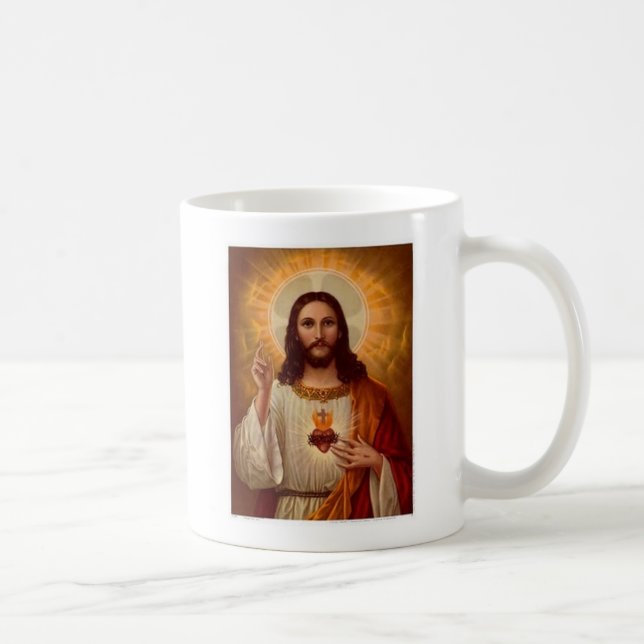 Heiliges Herz von Jesus mit Gebet Kaffeetasse (Rechts)