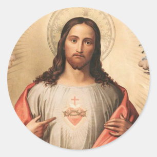 Heiliges Herz von Jesus-Segen Runder Aufkleber