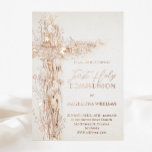 Heiliges Kreuz Erste Heilige Kommunion Folieneinladung<br><div class="desc">Goldfolie der realen Rose Details Erste Kommunion Einladung</div>