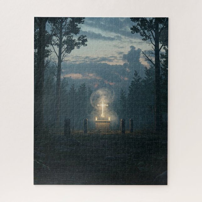 Heiliges Kreuz im mystischen Urwald Puzzle (Vertikal)