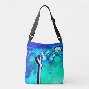 Heiliges Kreuz Sapphire Blue N Aqua Tragetaschen Mit Langen Trägern