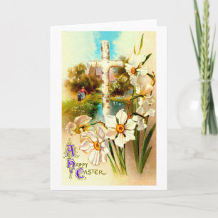 Heiliges Kreuz und Blume zu Ostern Feiertagskarte