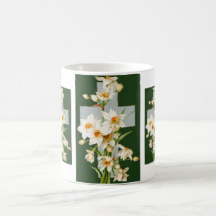 Heiliges Kreuz und Blumen Tasse