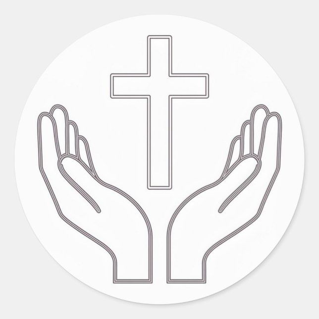 Heiliges Kreuz und Gebet Runder Aufkleber (Vorderseite)