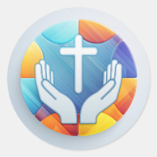 Heiliges Kreuz und Gebet Runder Aufkleber