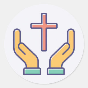 Heiliges Kreuz und Gebet Runder Aufkleber