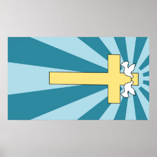 Heiliges Kreuz und Tauben Poster