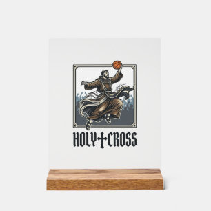Heiliges Kreuz Vintage Basketball Religiöses Shirt Acrylschild